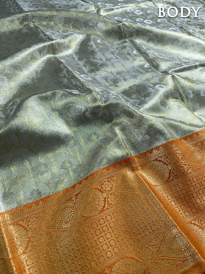 Dual color of beige banarasi tissue saree