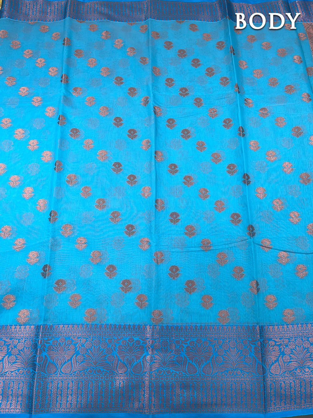 Blue banarasi chanderi cotton saree