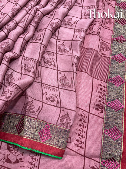 Pink georgette saree