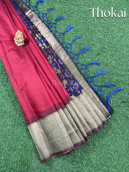 Maroon chanderi cotton saree