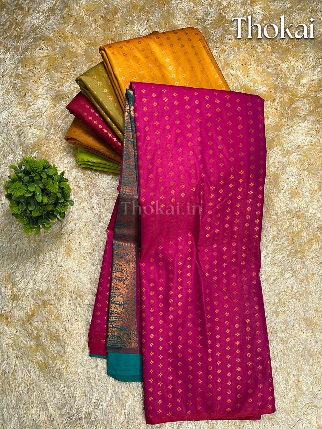 Pink kanchipuram soft silk saree