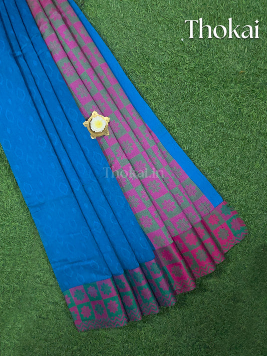 Blue chanderi silk cotton saree