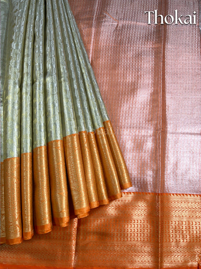 Dual color of beige banarasi tissue saree