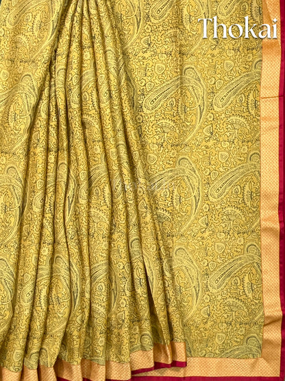 Mustard yellow georgette saree