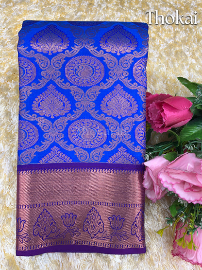 Dual color of blue kanchipuram korvai silk saree