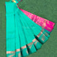 Dual shade of teal and pink semi silk saree