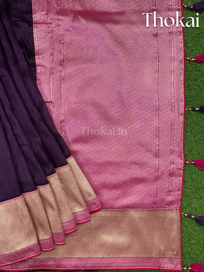 Violet raw silk saree