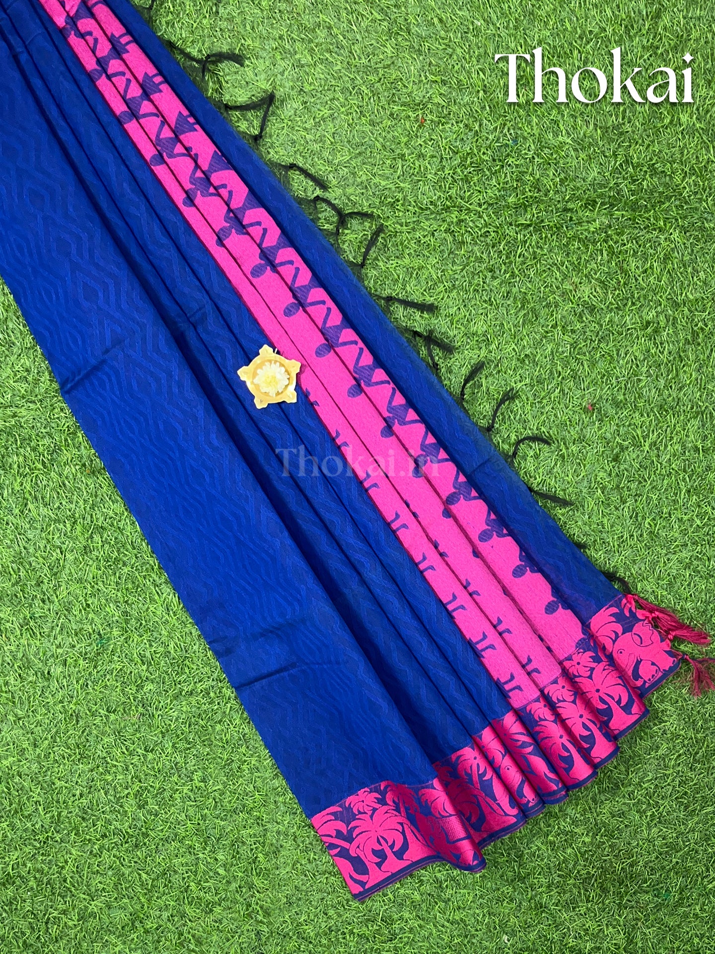 Blue chanderi silk cotton saree