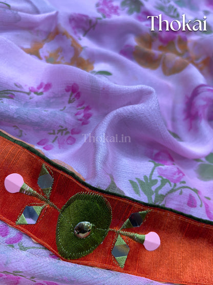 Mixed purple and pink georgette saree