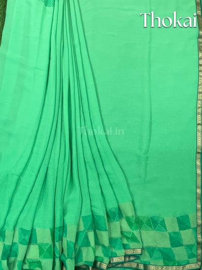 Green georgette saree