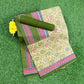 Green printed cotton saree