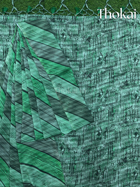 Green pure crepe saree