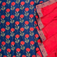 Blue and red georgette saree