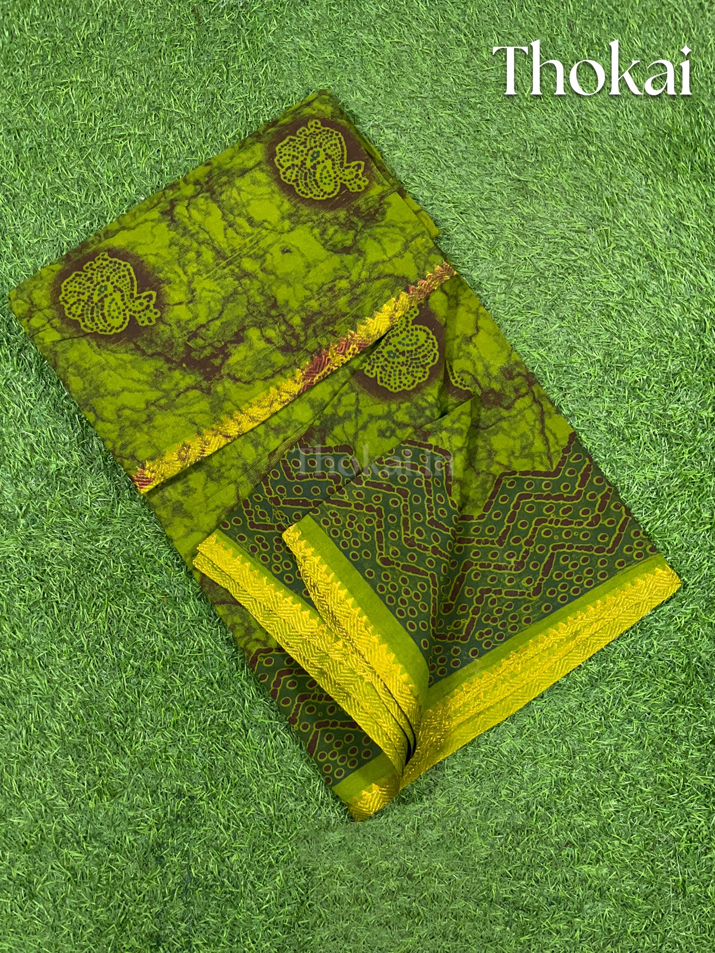 Green thokai sungudi cotton saree