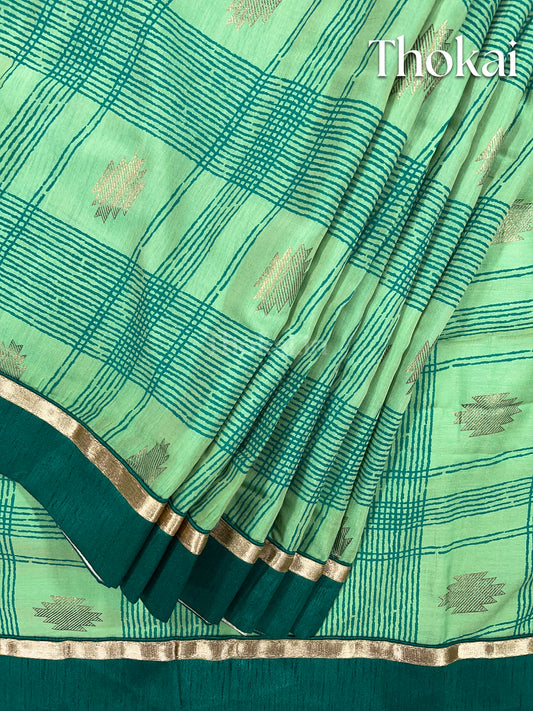 Green rich linen saree