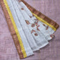 Gray and pink digital linen saree