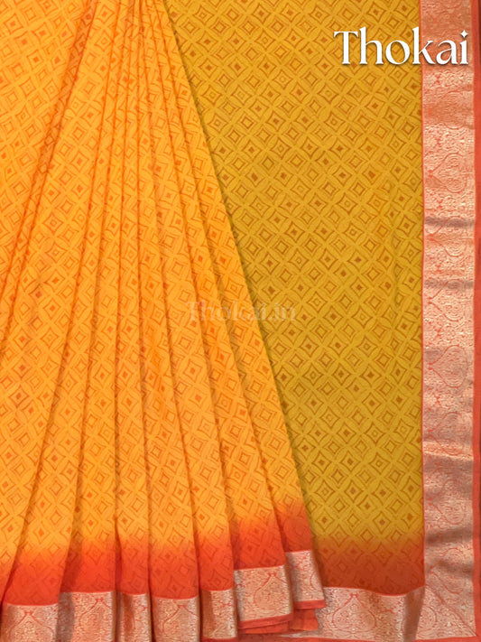 Mustard yellow georgette saree