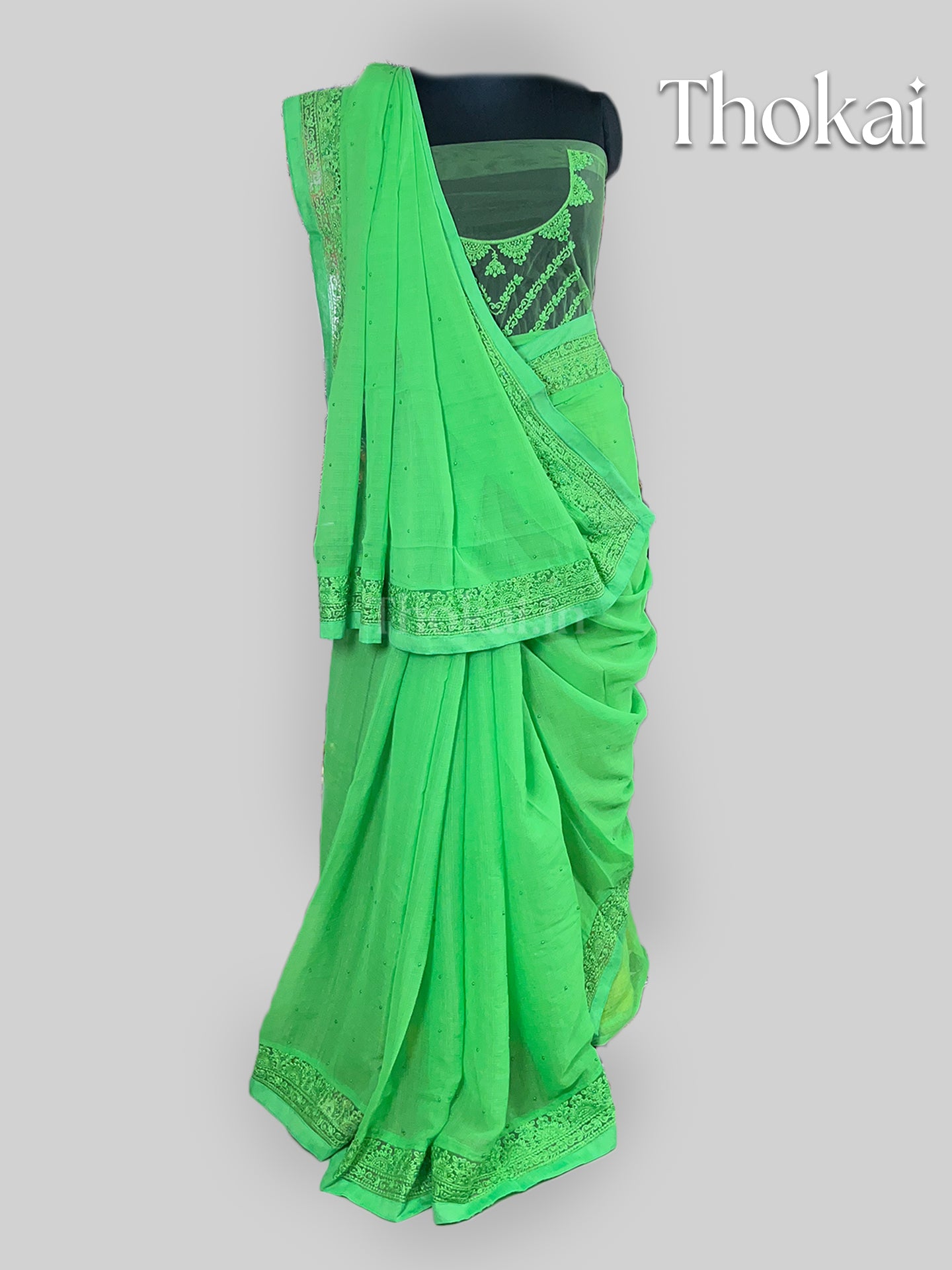 Green chiffon saree