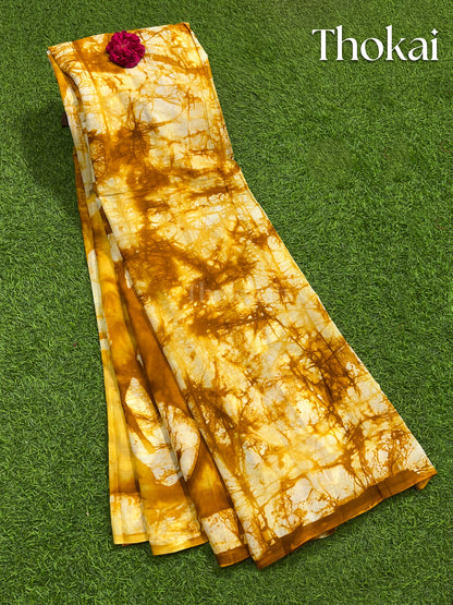 Mustard yellow narumughai cotton saree