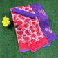 Red and violet embroidered cotton saree