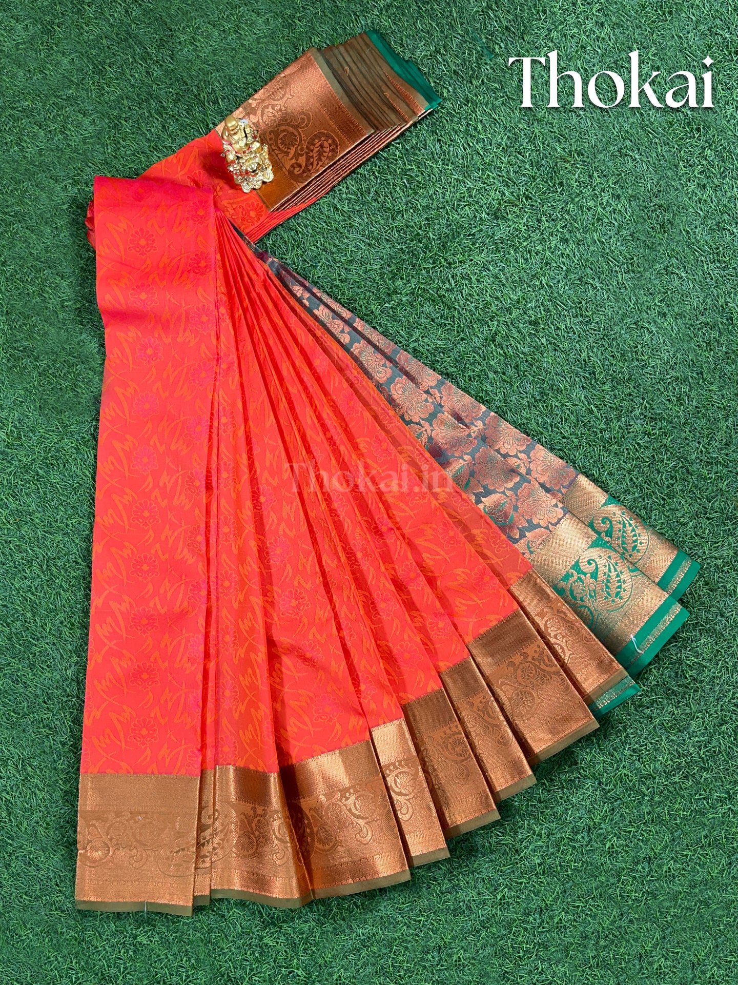 Dual shade of orange and beet red semi silk saree
