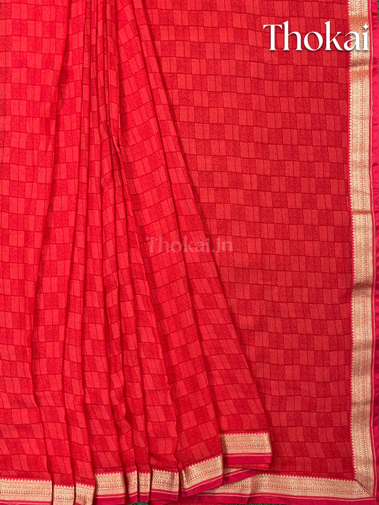 Red georgette saree