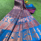Dual shade of maroon and blue semi silk saree