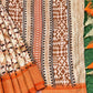 Orange and brown digital print saree