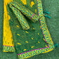 Yellow and green georgette saree