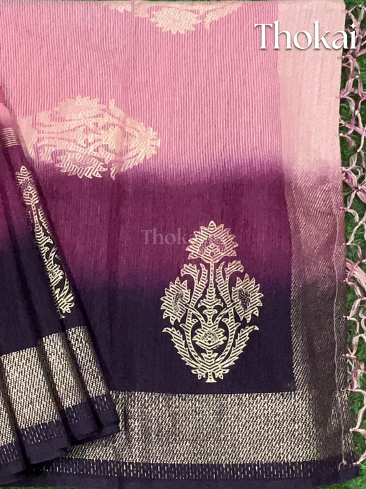 Dual shade of purple printed saree