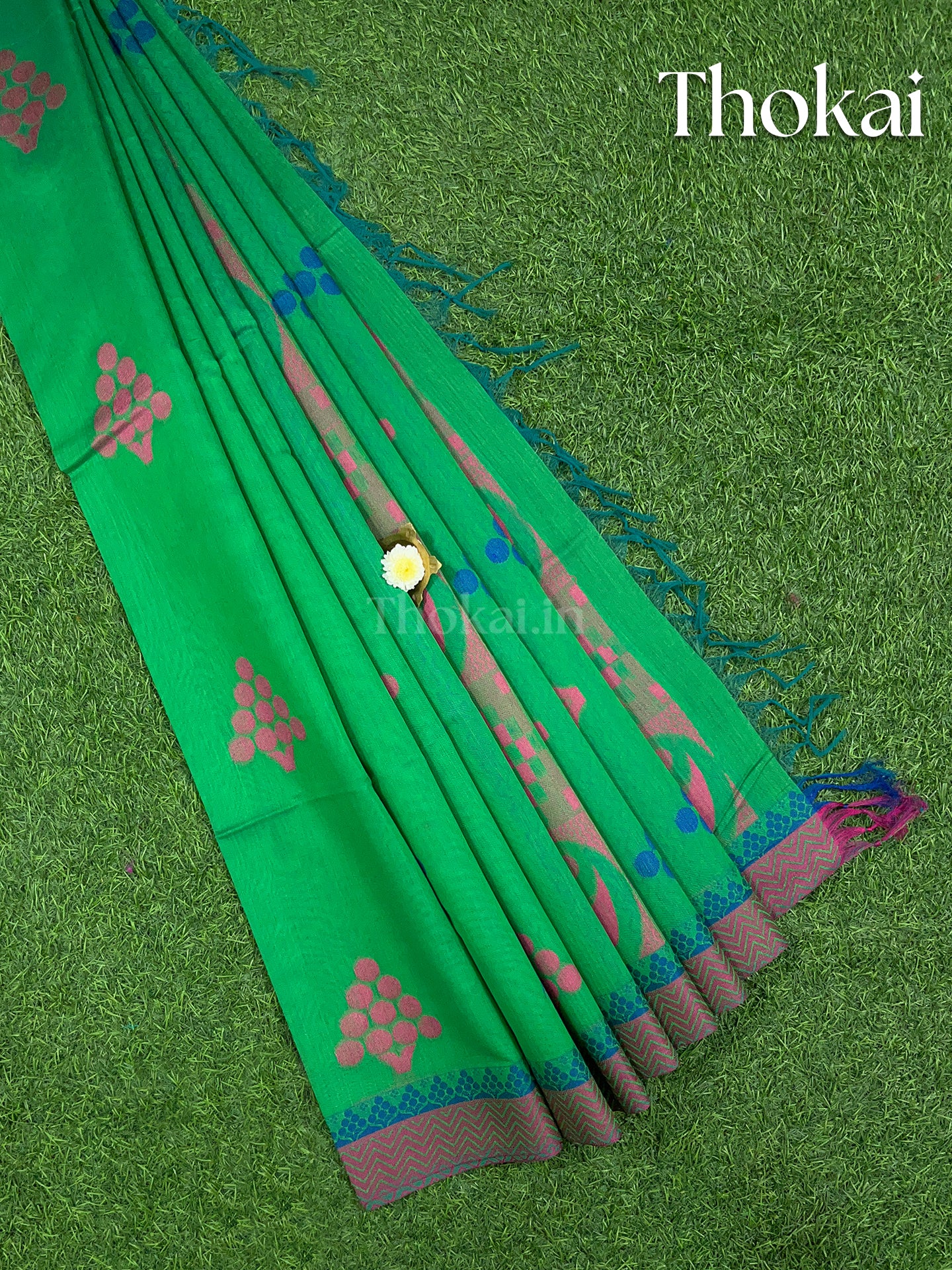 Green chanderi silk cotton saree