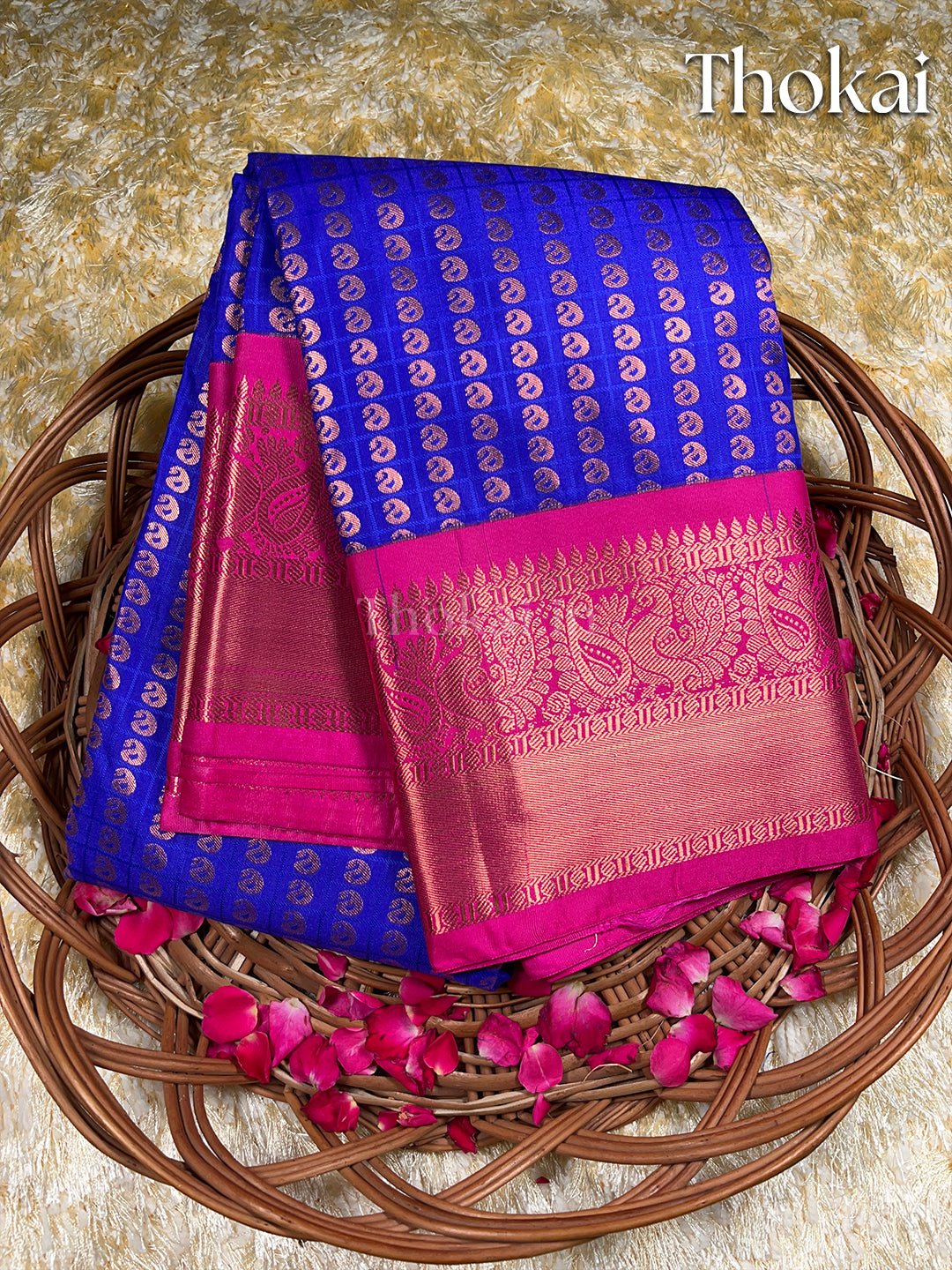 Royal blue kanchipuram silk saree
