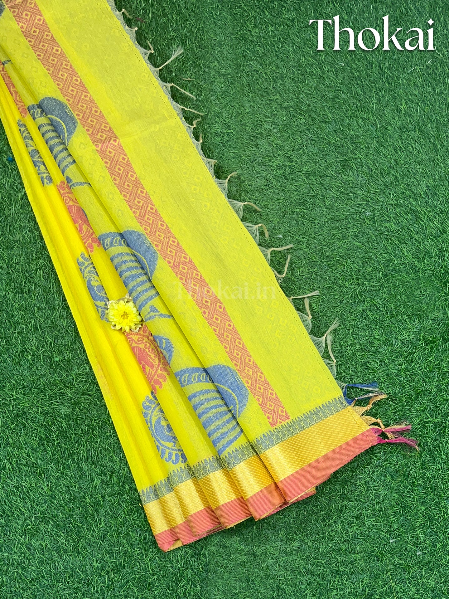 Green chanderi silk cotton saree