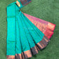 Dual shade of turquoise and beet red semi silk saree