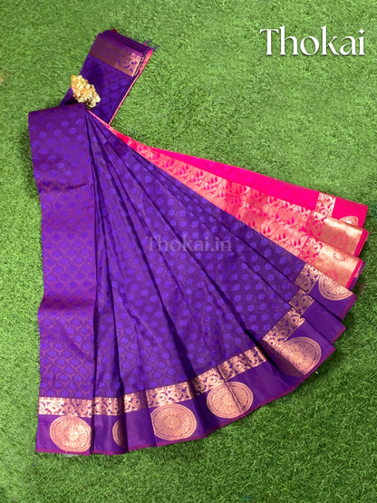 Dual shade of violet and pink semi silk saree