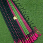 Black and pink chanderi silk cotton saree