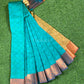 Dual shade of blue and green semi silk saree