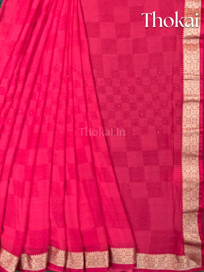 Pink georgette saree