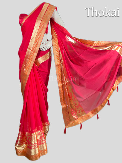 Red georgette saree