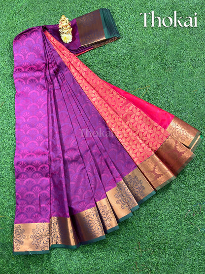 Dual shade of purple and pink semi silk saree