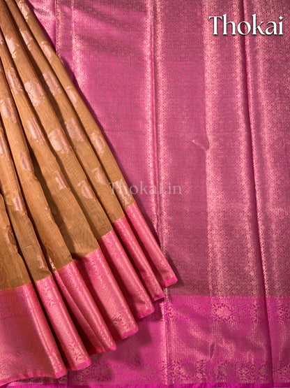 Brown banarasi chanderi cotton saree