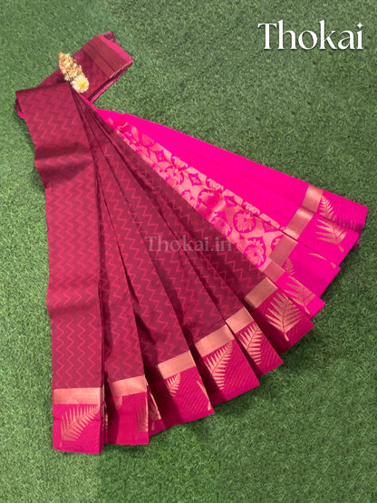 Dual shade of maroon and pink semi silk saree