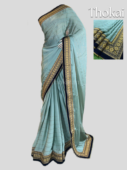 Lily blue georgette saree