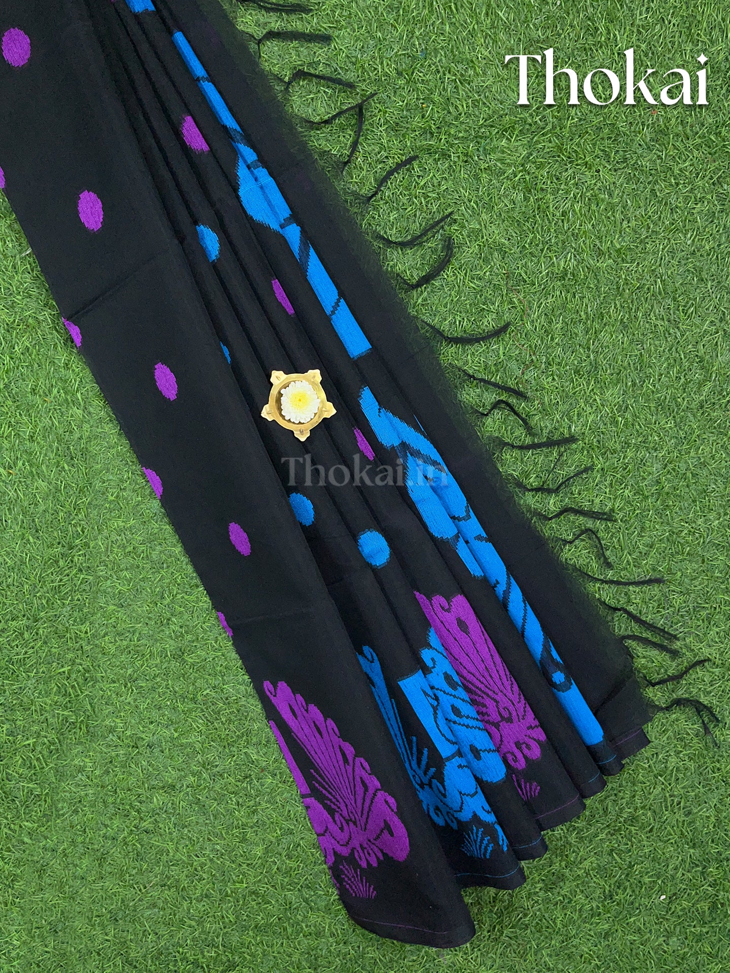 Black chanderi silk cotton saree