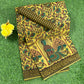 Yellow and green printed cotton saree