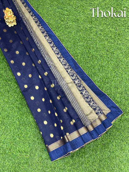 Ink blue chanderi cotton saree