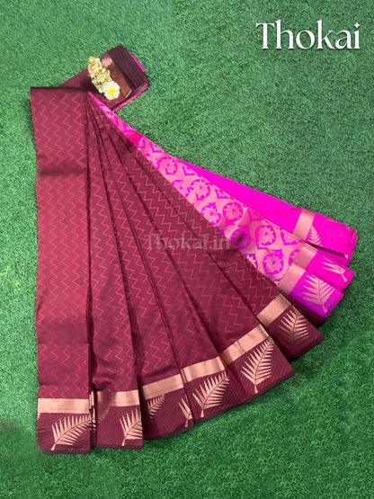 Dual shade of maroon and pink semi silk saree