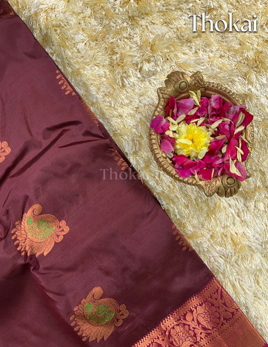 Maroon kanchipuram pure silk saree