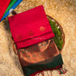Dual color of red and green kanchipuram semi soft silk saree