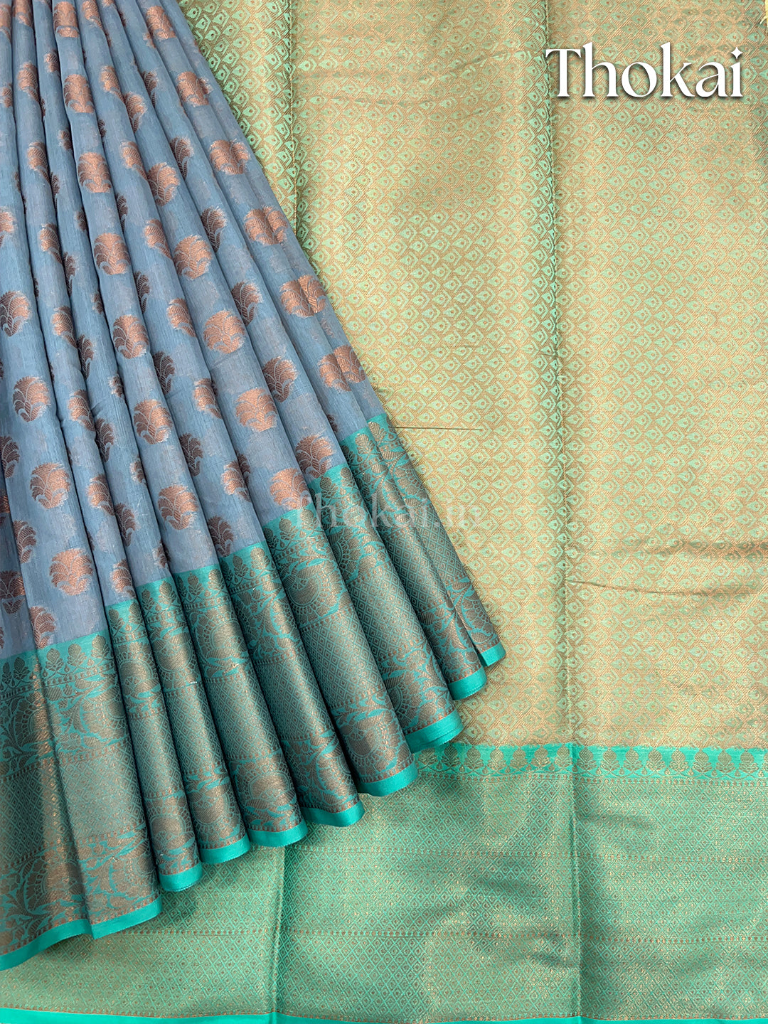 Blue banarasi chanderi cotton saree